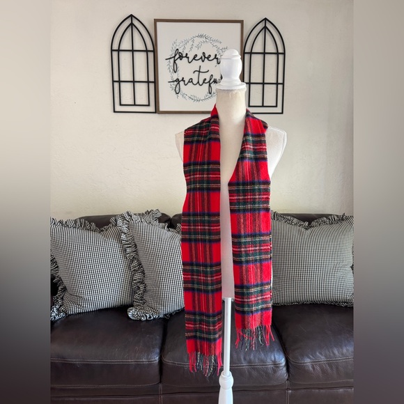 Johnstons 100% Cashmere Scarf Fringe Scotland Made Multicolor Plaid Soft Cozy - Picture 4 of 9